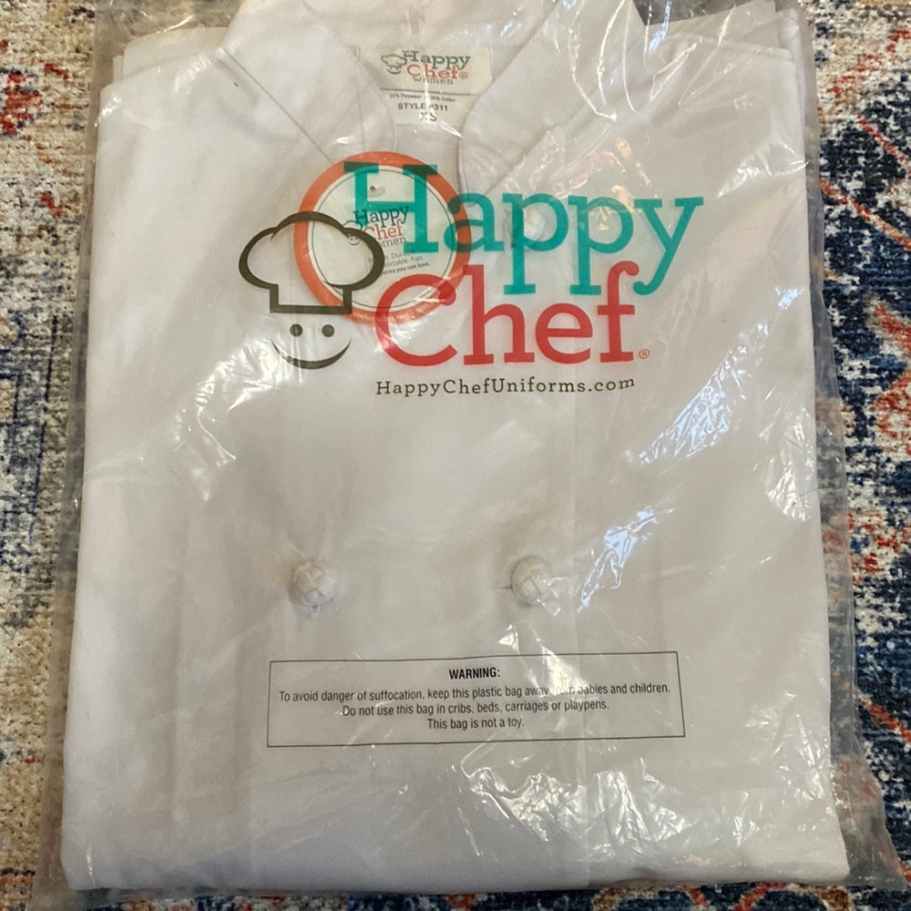 Chef jacket, brand new w fabric buttons